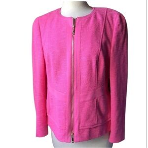 Basler pink boucle cotton jacket zip front Size 12